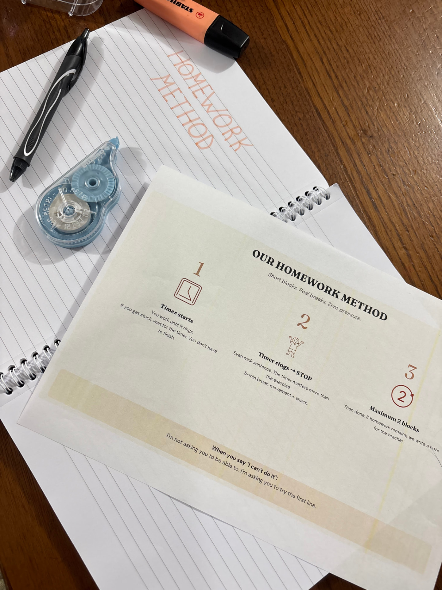 The homework method, right where homework happens.